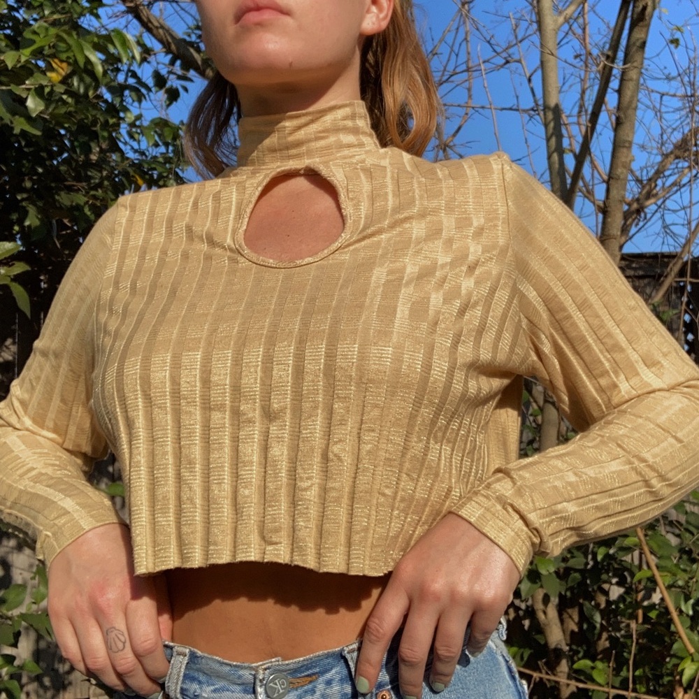 Vintage gold turtleneck with cut out detail